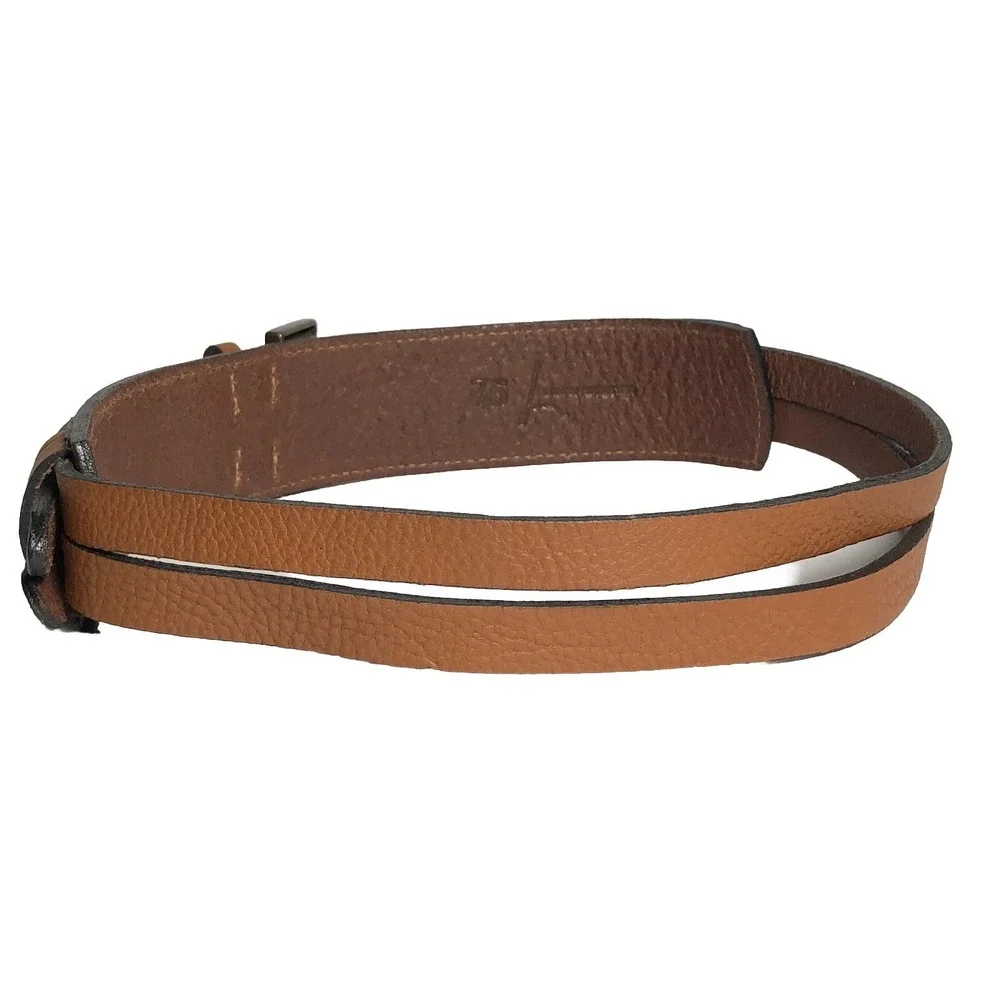 Lenny Niemeyer Minimalist‎ Quiet Luxury Double Strap Leather Belt 28 Tan STAINED